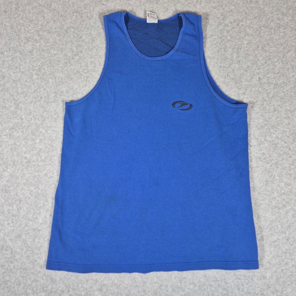 Vintage Speedo Tank Top Mens L Blue Mesh Knit Athletic Training Made in USA